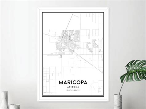 Maricopa Map Print Maricopa Map Poster Wall Art Az City Map Etsy