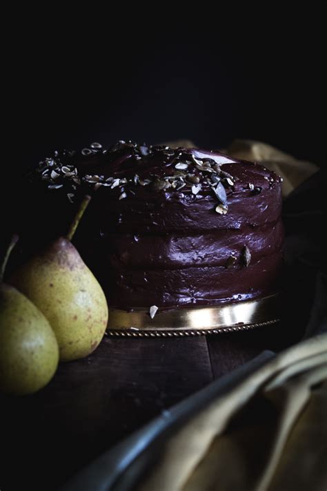 VEGAN PEAR CHOCOLATE LAYER CAKE WITH RED WINE PEAR COMPOTE Zoes Vida