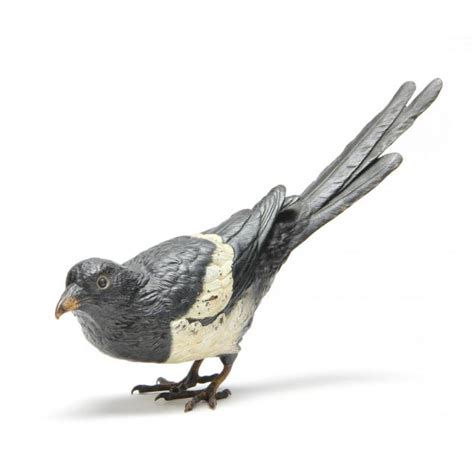 A Large Bergman Cold Painted Bronze Model Of A Magpie Lot The