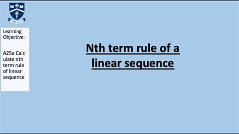 A25a Calculate Nth Term Rule Of Linear Sequence Youtube