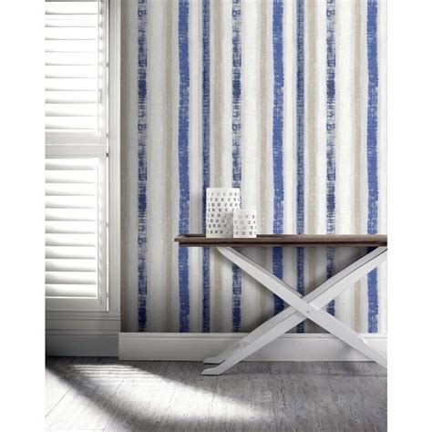 Arthouse Painted Stripe Navy And Gold Vinyl Wallpaper In The Wallpaper