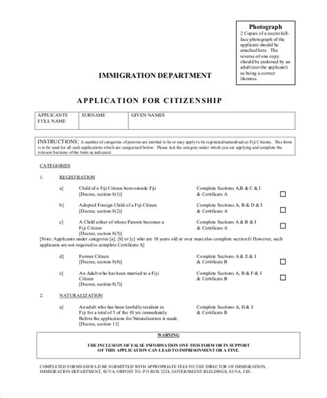 sample citizenship forms  ms word
