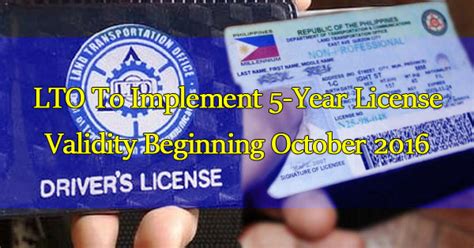 Lto To Implement 5 Year License Validity Beginning October 2016 Ph