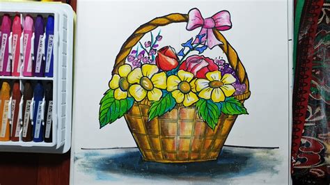 How To Draw Still Life Flower Basket Step By Step Youtube