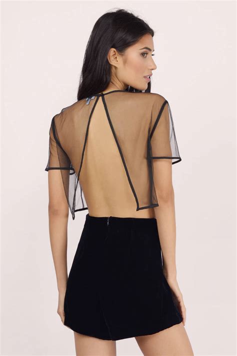 Bare It All Sheer Crop Top In Black Tobi Us