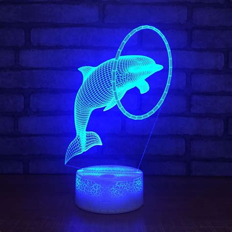 3d Crackle Dolphin Lamp 7 Color Burst Led Night Lamp For Kids Touch Led