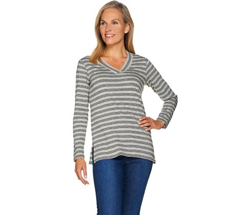 We at �qvc� are committed to provide our customers quality products and true value for. Susan Graver Weekend Striped Cotton Modal V-Neck Top ...