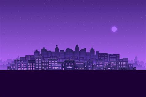 2560x1700 Purple Moon Stars Buildings City Minimal 4k Chromebook Pixel