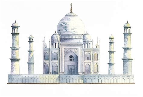 The Taj Mahal Watercolor Painting