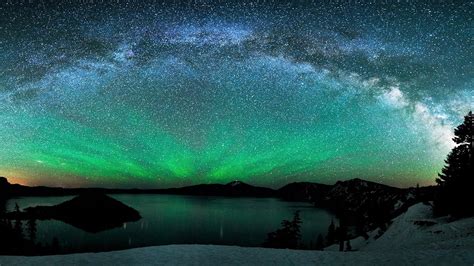 2560x1440 Resolution Aurora Borealis Over Winter Lake 1440p Resolution