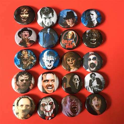 Horror Icons 125 20 Button Pin Set Classic Movie Etsy