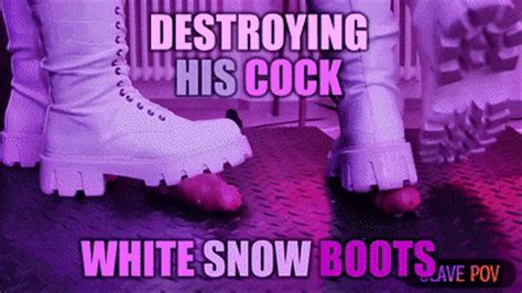 aggressive bootjob in white combat snow boots post orgasm stomping with tamystarly slave pov