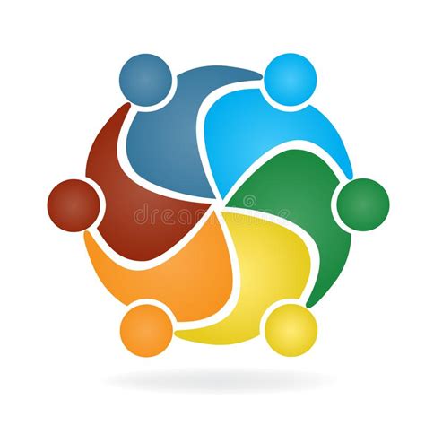 Logo Teamwork Business Hugging People Colorful Design Stock Vector