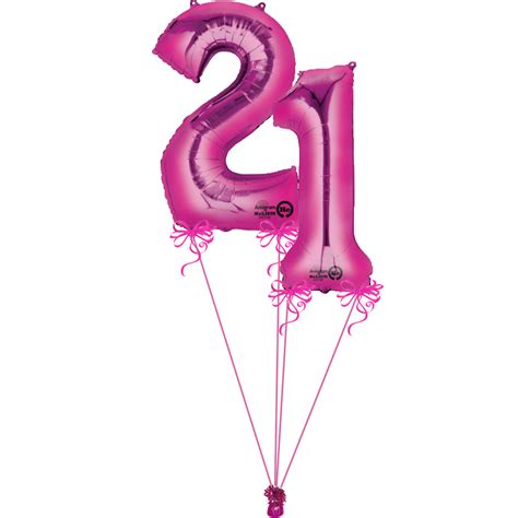 Pink Giant Numbers 21 Magic Balloons