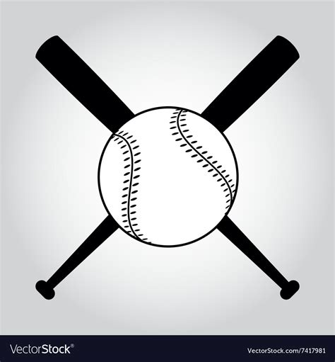Crossed Baseball Bats And Ball Royalty Free Vector Image