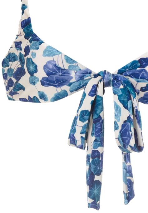 Luxurious Floral Blue Bralette Bikini Turquoise Flower Bikini With