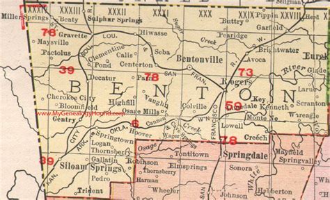 Benton County Arkansas 1909 Map Benton County Benton Arkansas