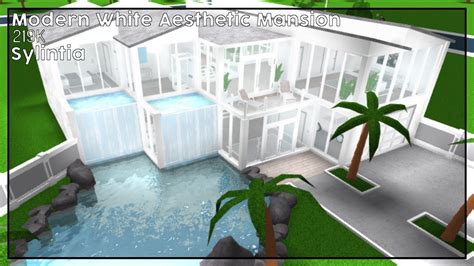Modern White Aesthetic Mansion 219k Bloxburg Speedbuild Youtube