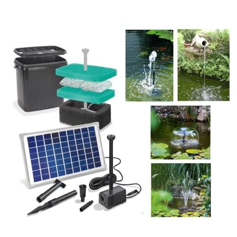 Linxor pompe à eau solaire pour fontaine bassin jardin. Kit pompe solaire bassin Napoli 650 avec filtre - Achat / Vente bassin d'extérieur Kit pompe ...