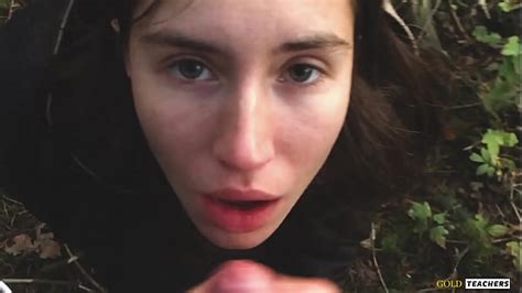 Young Shy Russian Girl Gives A Blowjob In A German Forest And Swallow