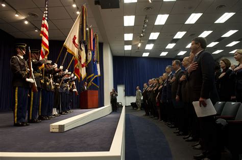 Deputy Defense Secretary Ashton B Carter Stands For The National