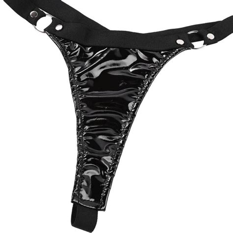 Womens Micro G String Thong Set Lingerie Wetlook Leather Latex T Back