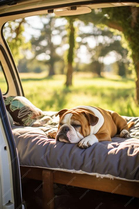 Vista De Un Lindo Perro Durmiendo Plácidamente En El Auto Foto Gratis