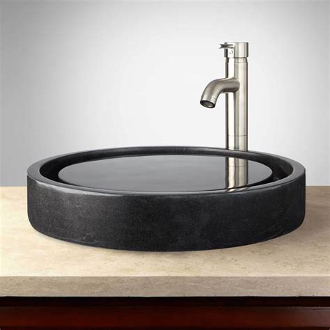 Round Polished Granite Infinity Vessel Sink Natural Stone Creations