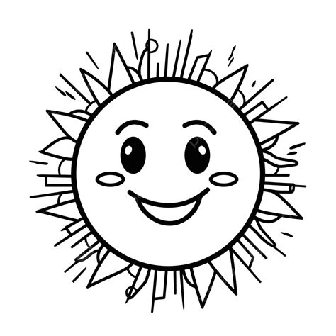 Cute Sun Outline Drawing Sun Day Template For Kids Sketch Vector Sun
