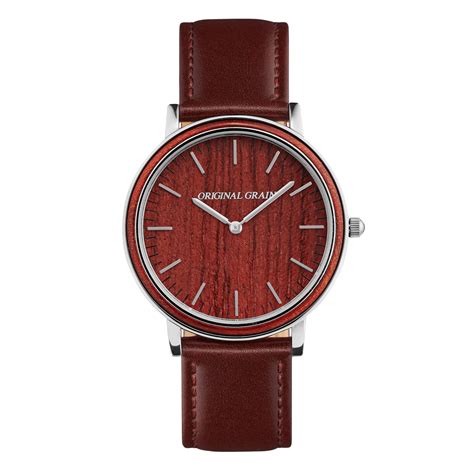 FEATURES Natural Rosewood Bezel Real Wood Rosewood Dial Ultra Sleek 40mm… | Brown leather band ...
