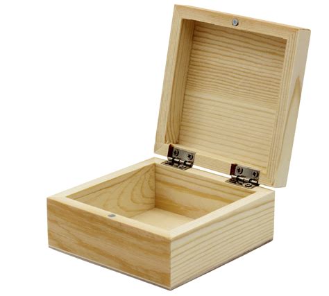 Mini Wood Craft Box 35 Inch Unfinished Hinged Lid And Magnetic