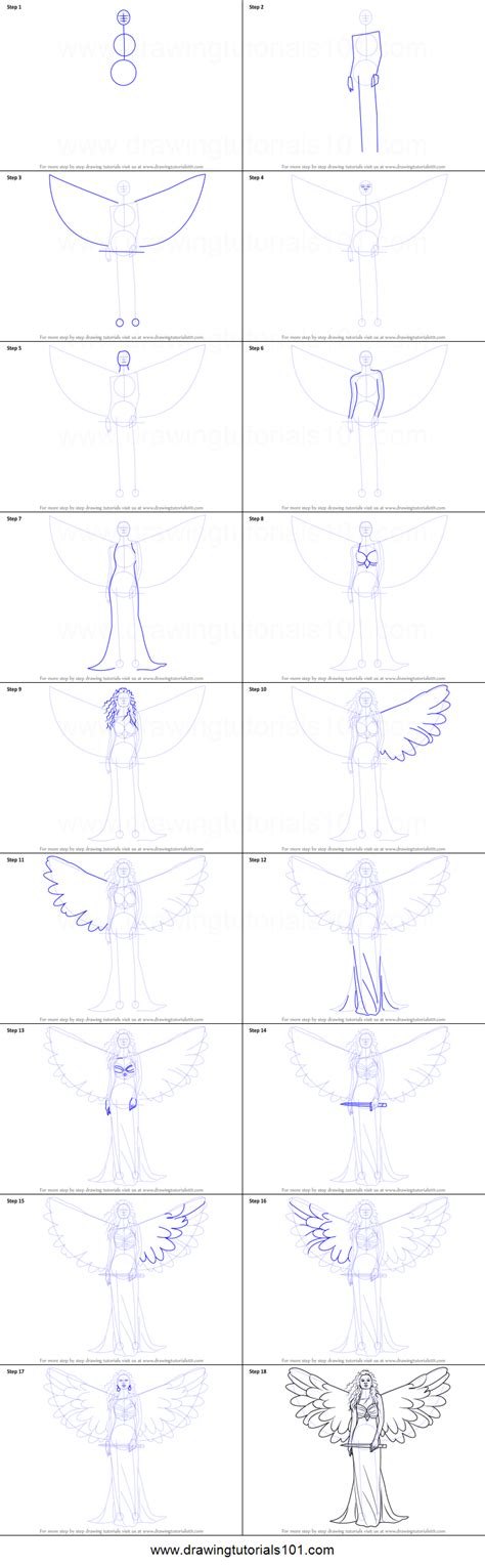 How To Draw An Angel With Sword Printable Step By Step Drawing Sheet