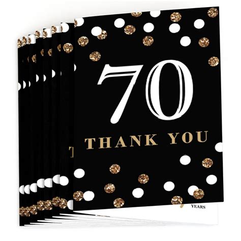 70th Birthday Thank You Cards Adult 70th Birthday Gold Etsy