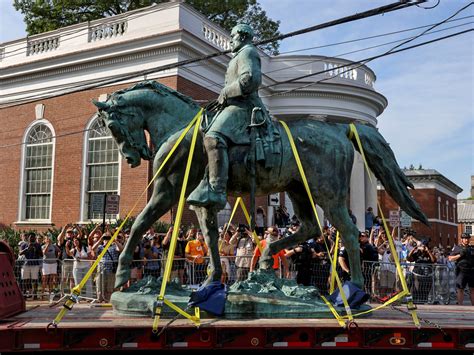 ‘Long time coming’: Charlottesville removes Robert E Lee statue