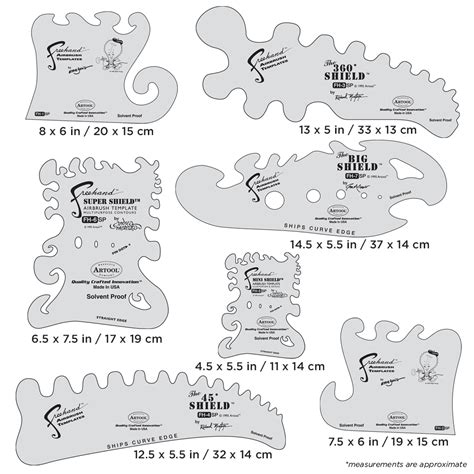 Artool The Essential Seven Set Freehand Airbrush Template Anest Iwata