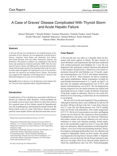 Pdf A Case Of Graves Disease Complicated With Thyroid Storm And