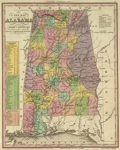 Old Historical City County And State Maps Of Alabama