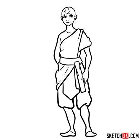 How To Draw Avatar Aang In Full Growth Sketchok