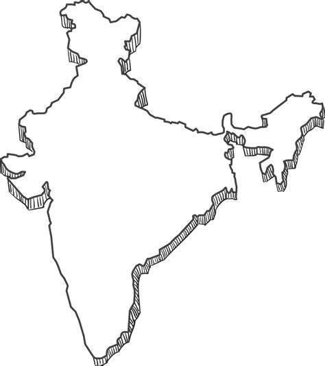 Hand Drawn Of India 3d Map 12707489 Png