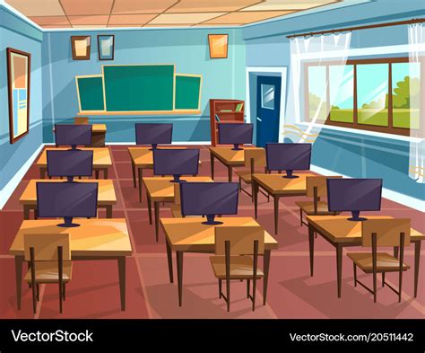 Cartoon Empty School College Classroom Royalty Free Vector