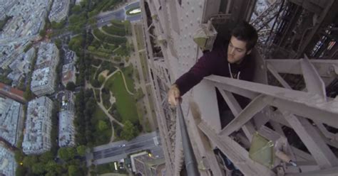 death defying daredevil films himself on gopro climbing the eiffel tower without ropes