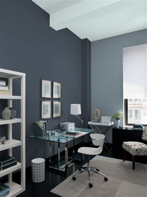 Home Office Painted In Benjamin Moores Hale Navy Black Pepper And