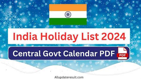 India Govt Holiday List 2024 Central Govt Calendar Pdf Download All
