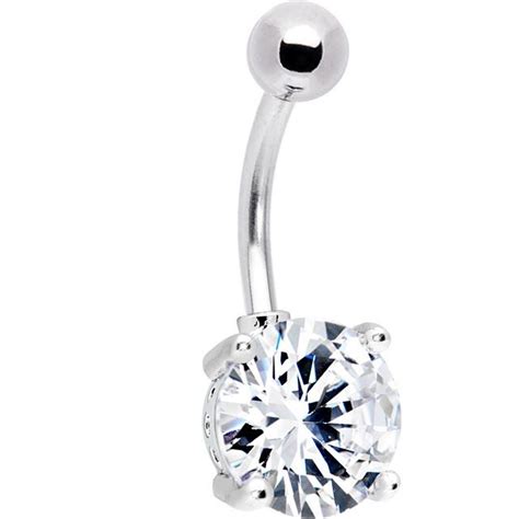 Crystalline Sultry Solitaire Gem Belly Button Ring Belly Button