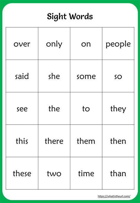 Sight Words Charts Kindergarten Word Families Letter Books Preschool