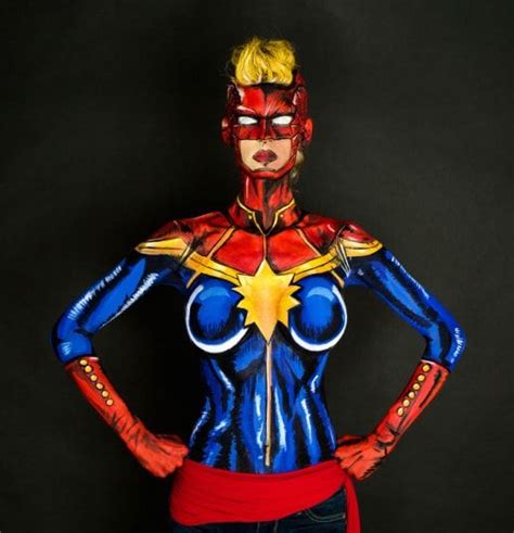 The Amazing Bodypainting Of Kay Pike Calgary Canada Marvel Comics Marvel Comic Universe Ms