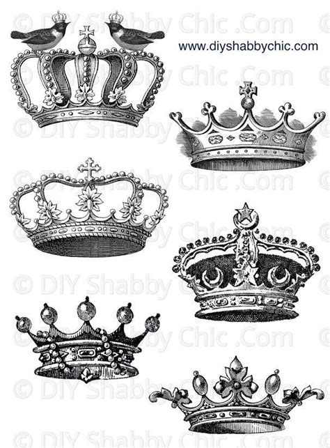 Waterslide Decal Image Transfer Vintage Crowns King Queen Prince