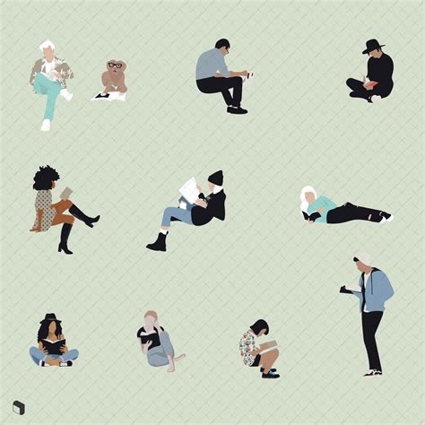 Flat Vector People in Library | Architectural People Cutout | Architecture people, Vector ...