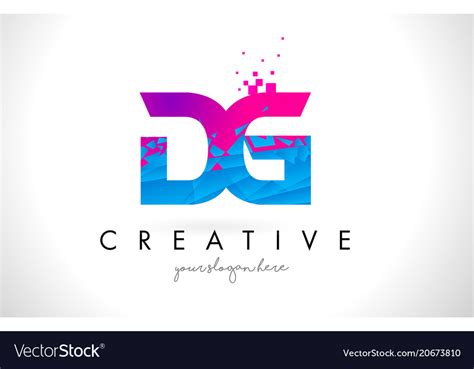 dg d g letter logo with shattered broken blue vector image
