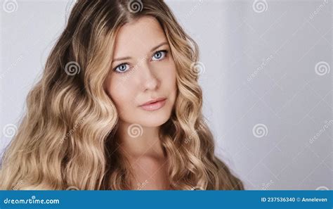 Hairstyle Model And Beauty Face Closeup Beautiful Blonde Woman With Long Straight Blond Hair